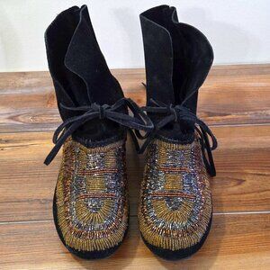 House of Harlow 1960 Maddie Suede Beaded Moccasin Booties
